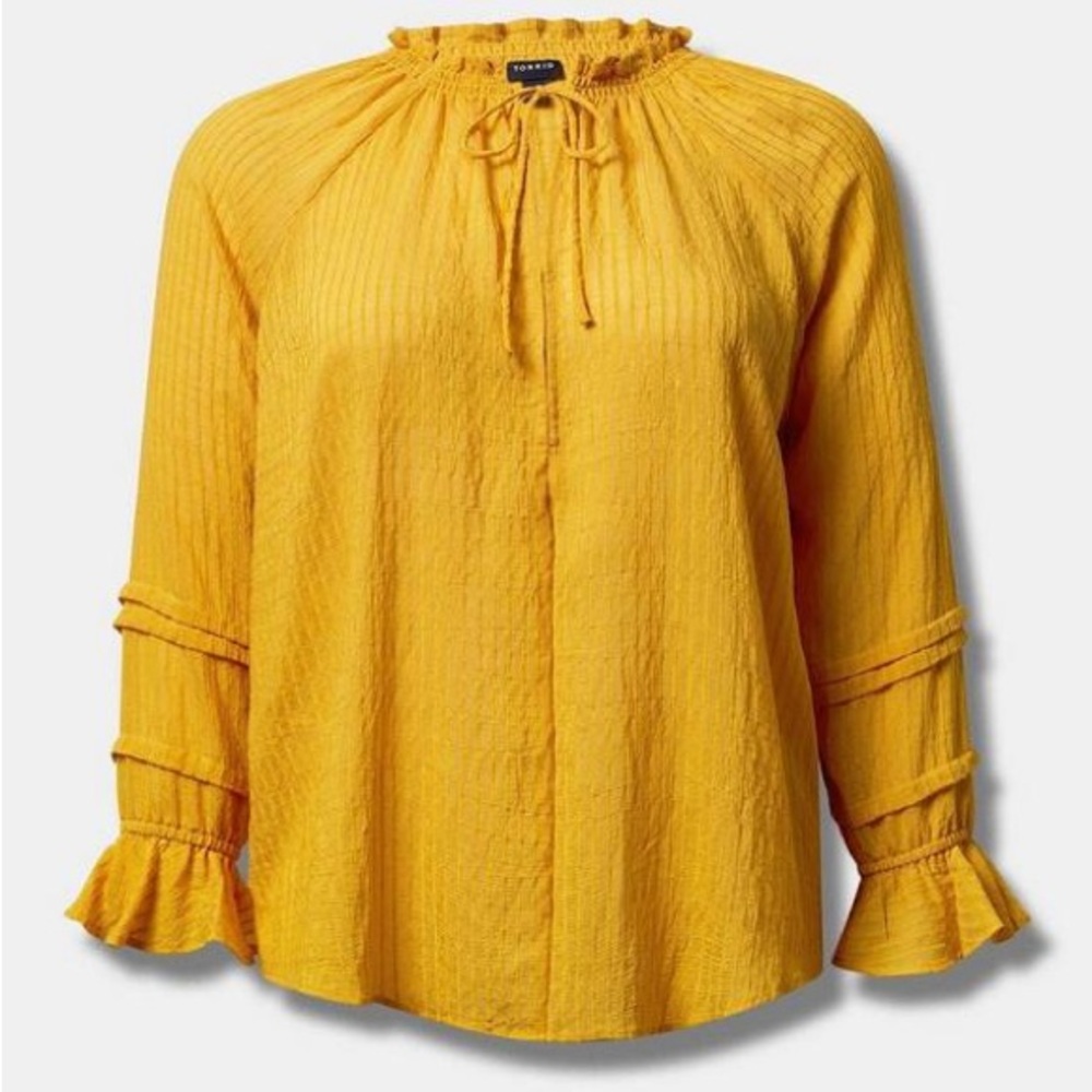 Torrid NWT Stripe Gauze Lace-Up Peasant Top SIZE 0 (L/12)